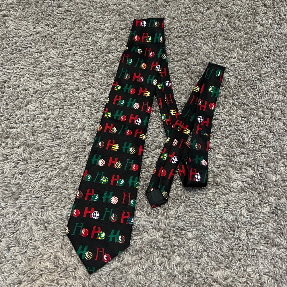 Addiction Novelty Christmas Necktie Black Red Green Holiday‎ Xmas Tie
